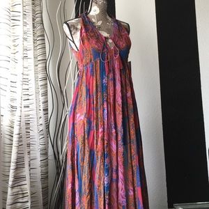 Free People pink combo v neck dress